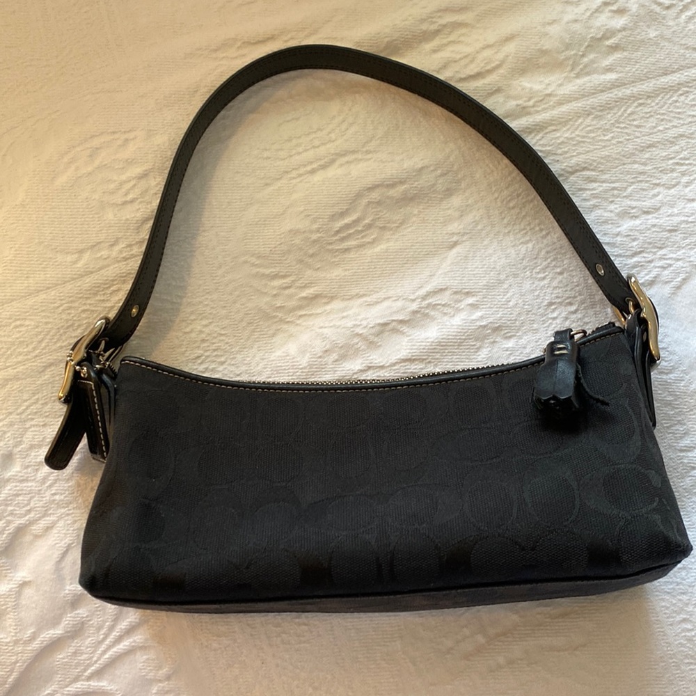 Coach Hamptons Baguette Bag in Black Monogram